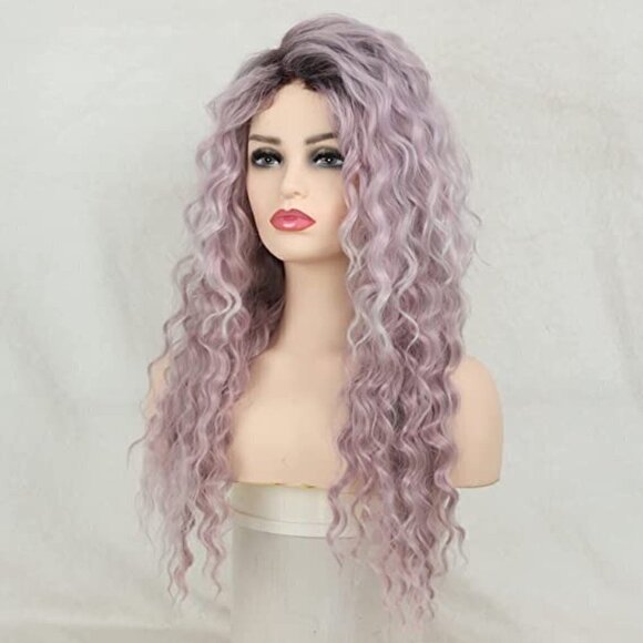 π
Ίπ Stunning Long Curly Wavy Ombre PURPLE Hair Replacement Wig Lace SEXY NWT ππ - Picture 2 of 8